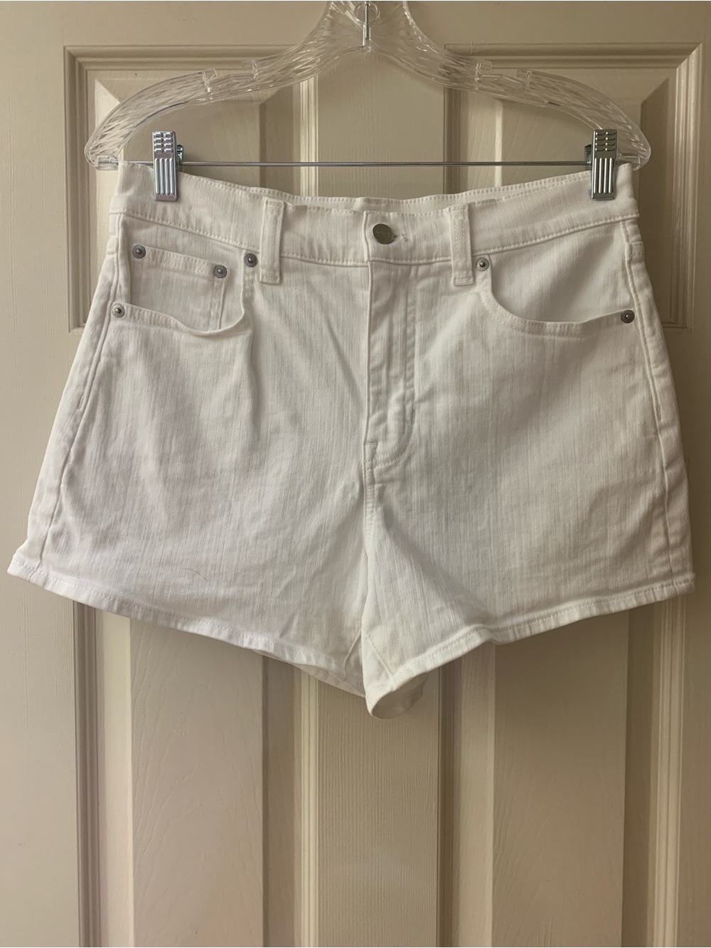 J. Crew White High-Rise Denim Shorts